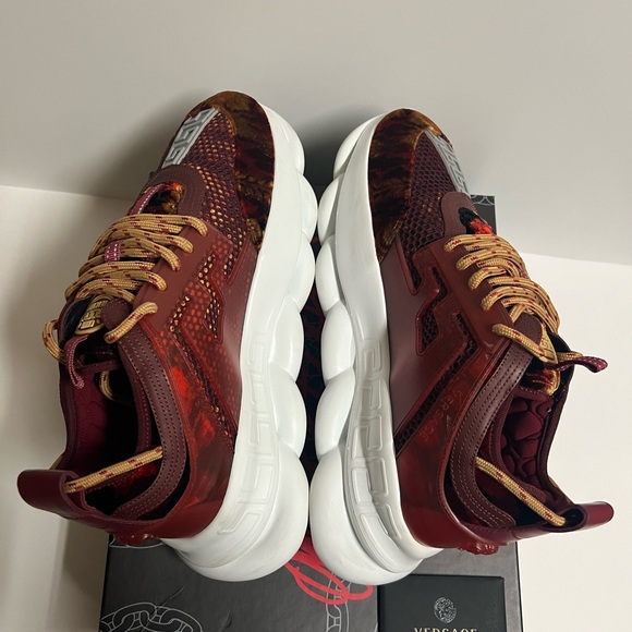 Versace Chain Reaction Platform Low Top Sneakers Orange Red Runners Size 42 M 9 main image 9